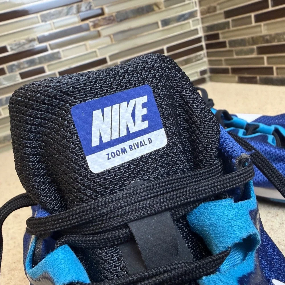 Nike Zoom Rival D 10 Mens 12 Blue &  White Track Field Racing‎ Spikes 907566-400